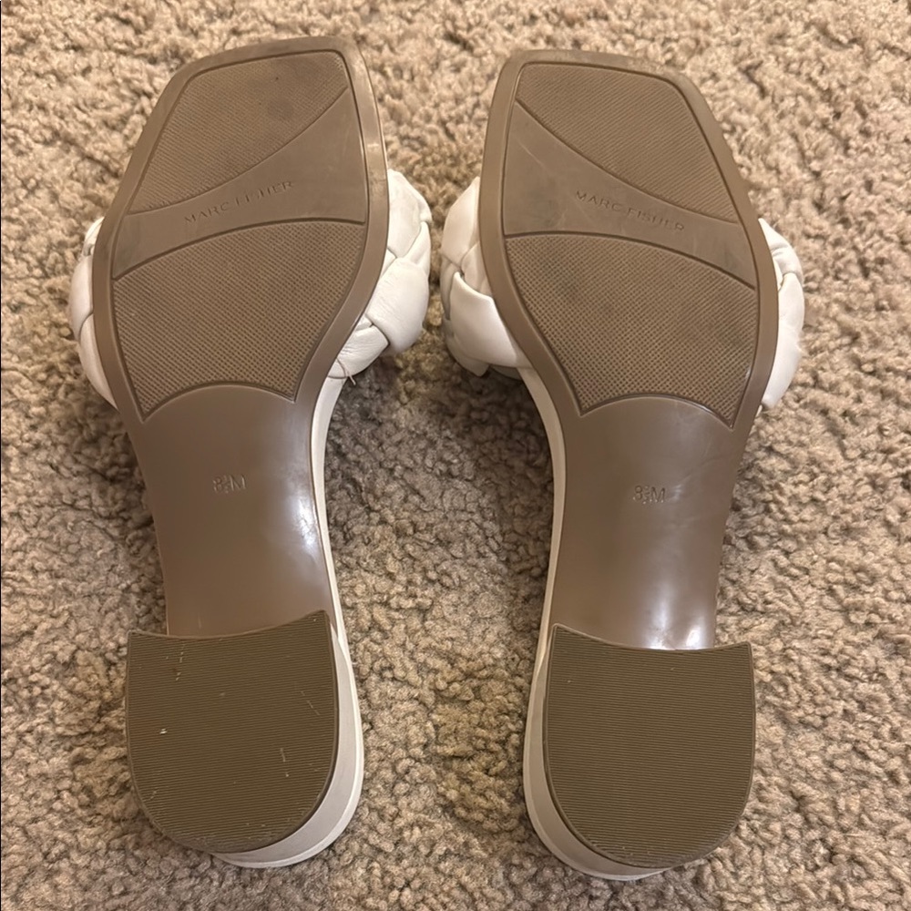 Marc Fisher White Braided Block Heel Sandals - Picture 3 of 4